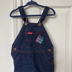 VTG Oshkosh 24 month vestbak, denim rainbow multi plaid overalls